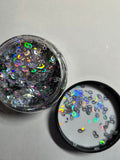 Lips silver holographic shape